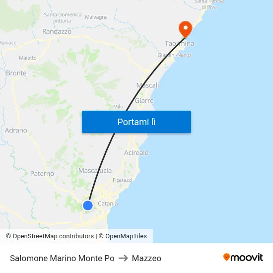 Salomone Marino Monte Po to Mazzeo map
