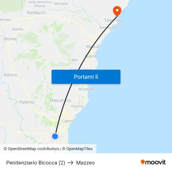 Penitenziario Bicocca (2) to Mazzeo map