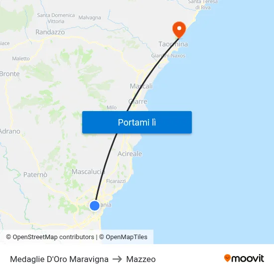 Medaglie D'Oro Maravigna to Mazzeo map