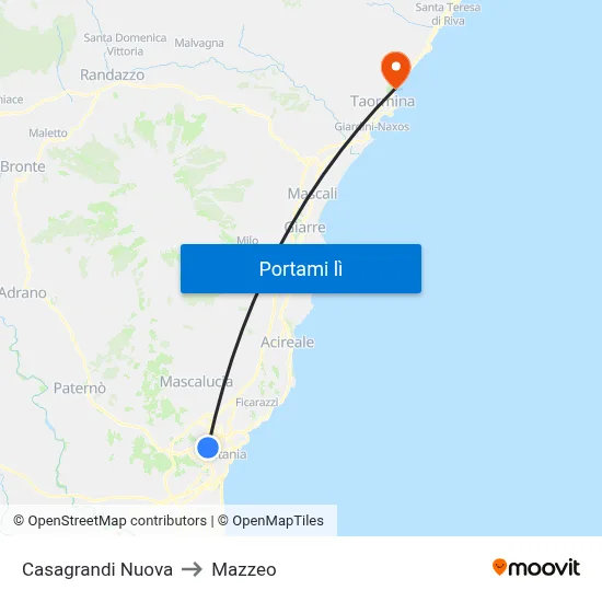 Casagrandi Nuova to Mazzeo map