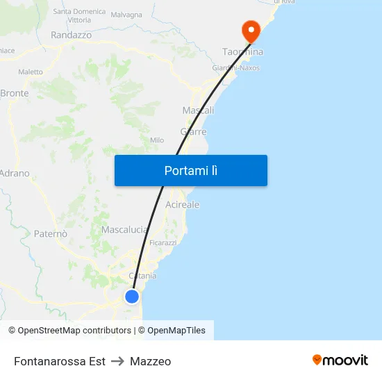 Fontanarossa Est to Mazzeo map