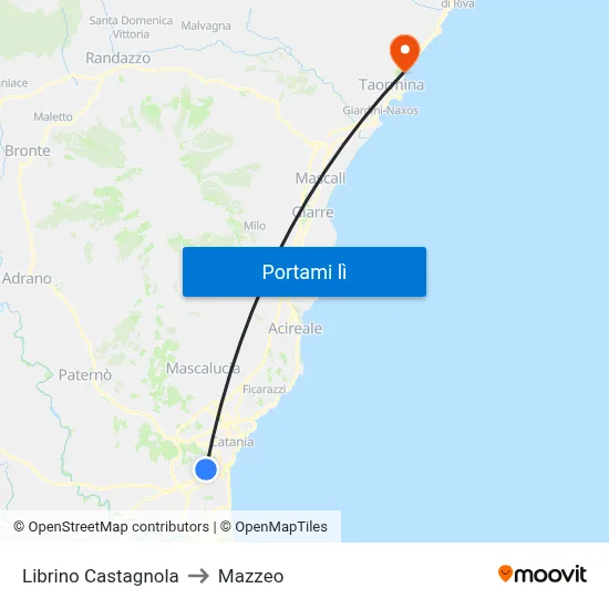 Librino Castagnola to Mazzeo map