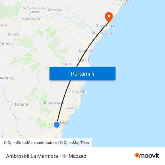 Ambrosoli La Marmora to Mazzeo map
