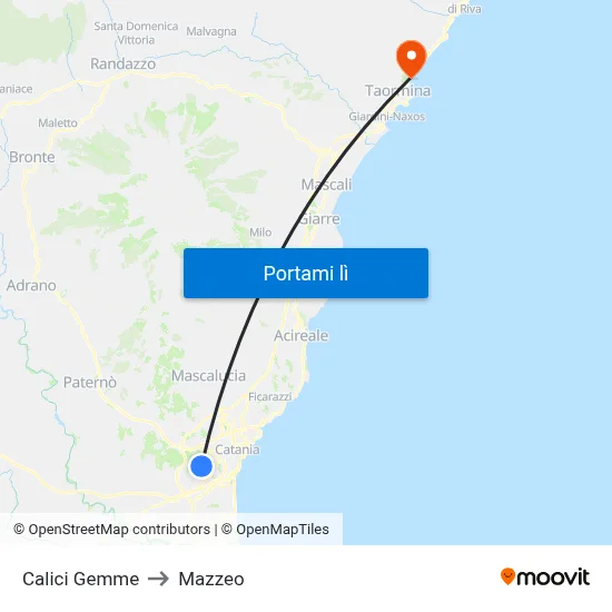 Calici Gemme to Mazzeo map