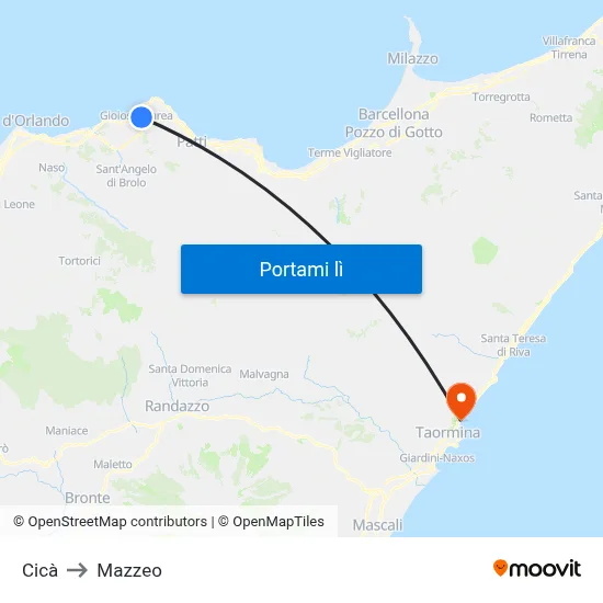 Cicà to Mazzeo map