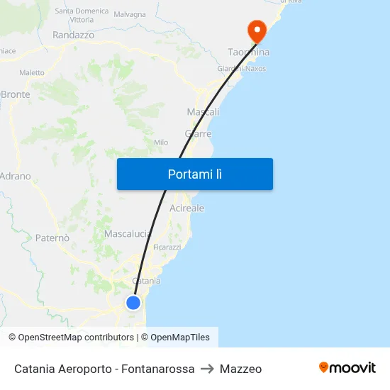 Catania Aeroporto - Fontanarossa to Mazzeo map