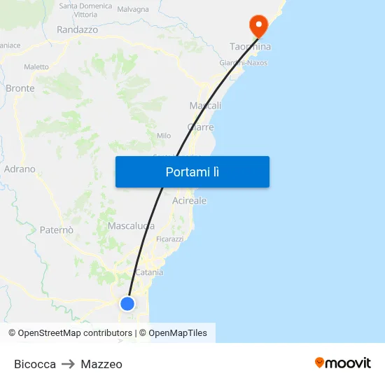 Bicocca to Mazzeo map