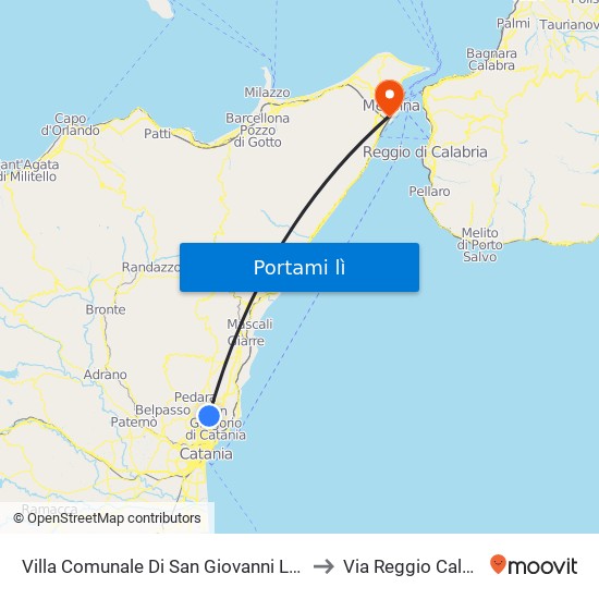 Villa Comunale Di San Giovanni La Punta to Via Reggio Calabria map