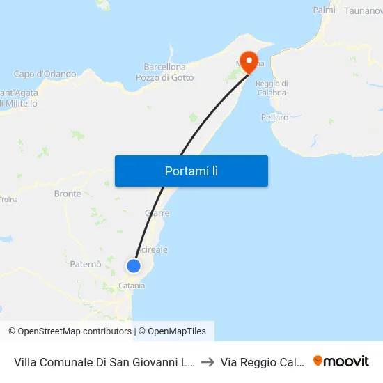 Villa Comunale Di San Giovanni La Punta to Via Reggio Calabria map