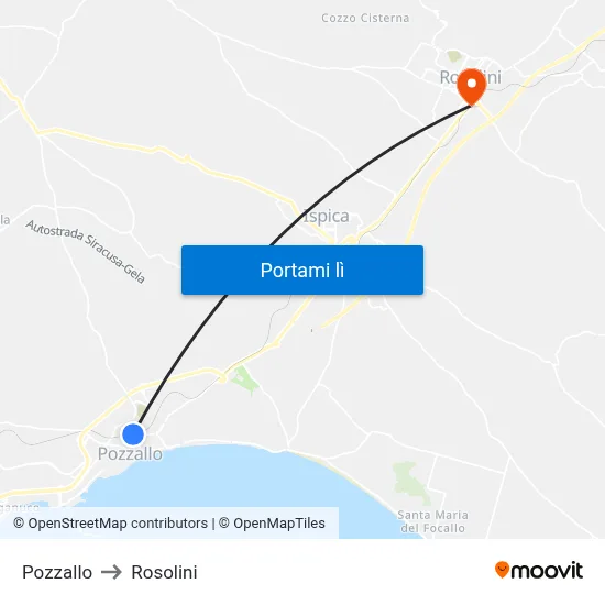 Pozzallo to Rosolini map