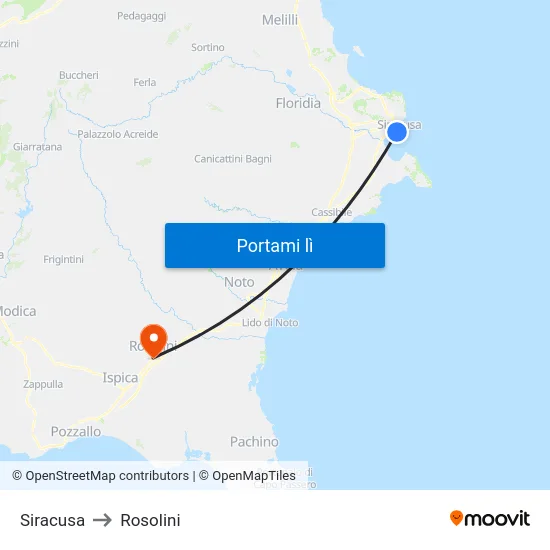 Siracusa to Rosolini map