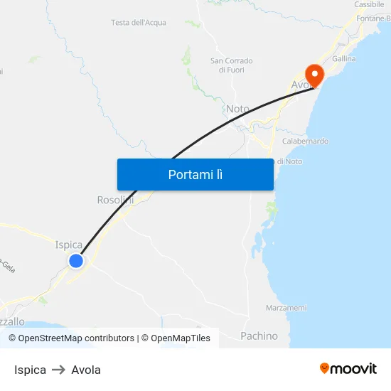 Ispica to Avola map