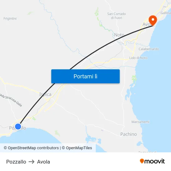 Pozzallo to Avola map