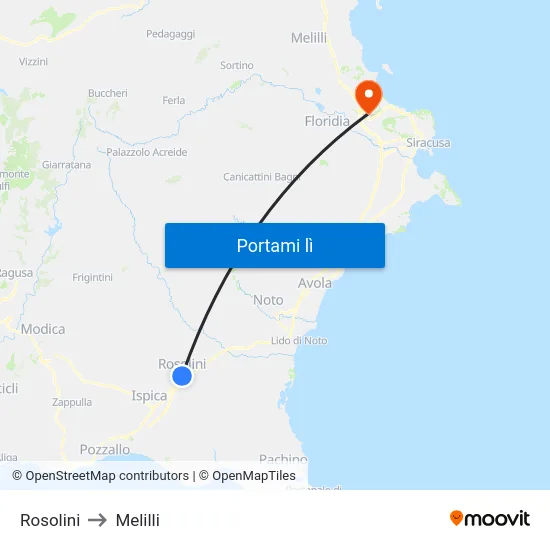 Rosolini to Melilli map