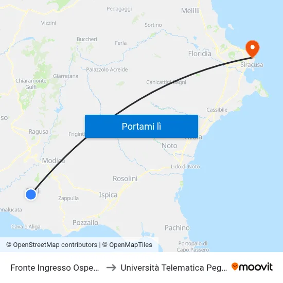 Fronte Ingresso Ospedale to Università Telematica Pegaso map