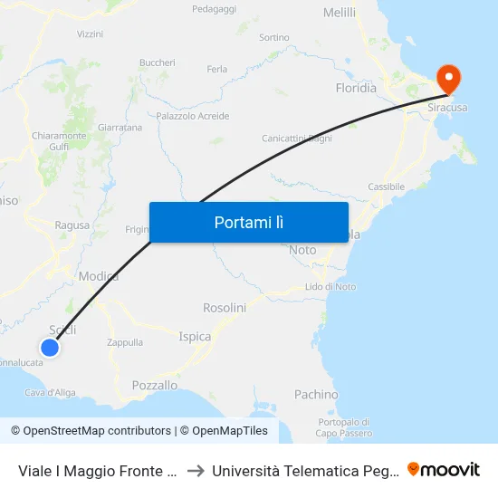 Viale I Maggio Fronte 185 to Università Telematica Pegaso map