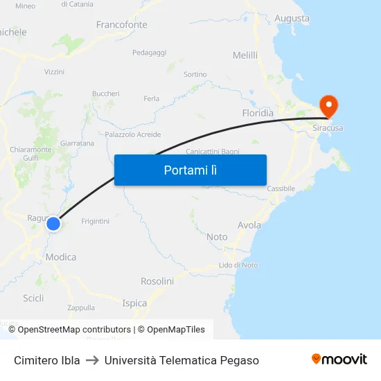Cimitero Ibla to Università Telematica Pegaso map