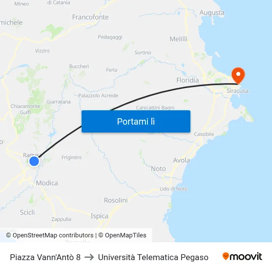 Piazza Vann'Antò 8 to Università Telematica Pegaso map