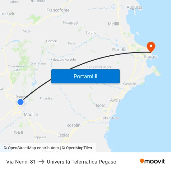 Via Nenni 81 to Università Telematica Pegaso map