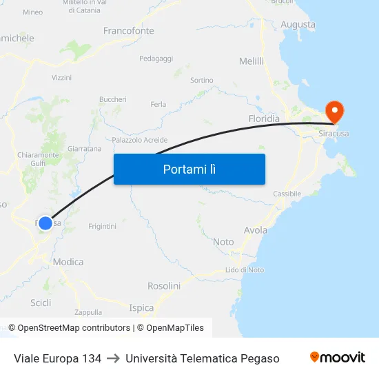 Viale Europa 134 to Università Telematica Pegaso map