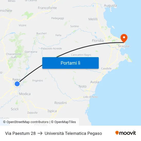 Via Paestum 28 to Università Telematica Pegaso map