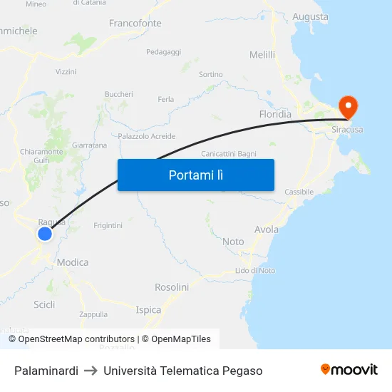 Palaminardi to Università Telematica Pegaso map
