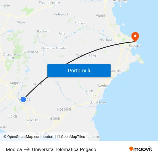 Modica to Università Telematica Pegaso map