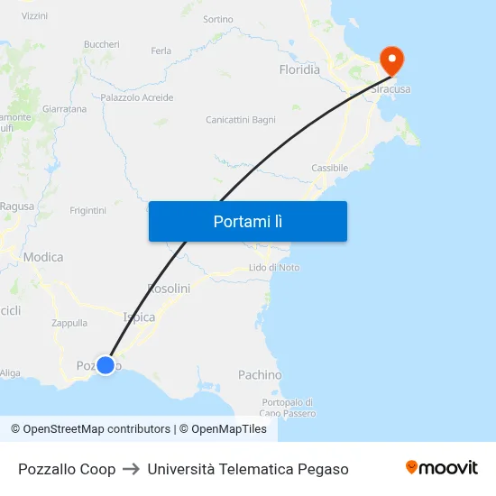 Pozzallo Coop to Università Telematica Pegaso map