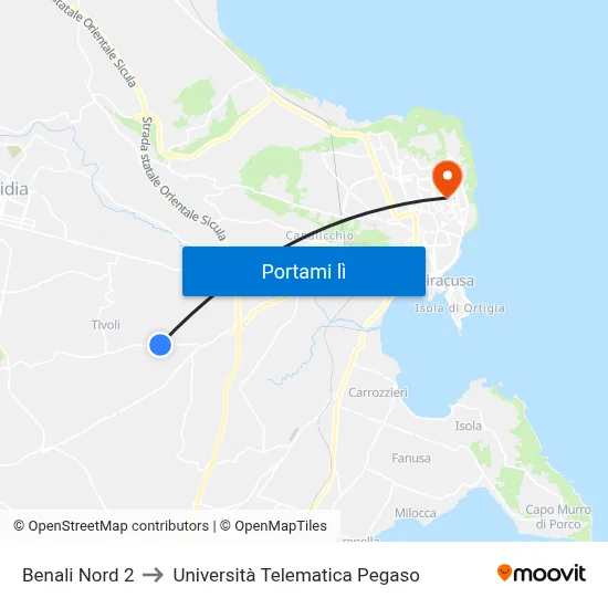 Benali Nord 2 to Università Telematica Pegaso map