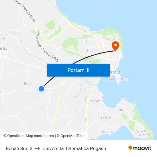 Benali Sud 2 to Università Telematica Pegaso map