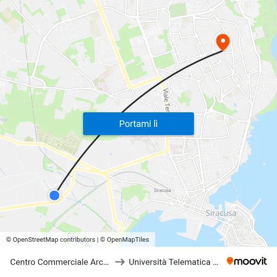 Centro Commerciale Archimede to Università Telematica Pegaso map