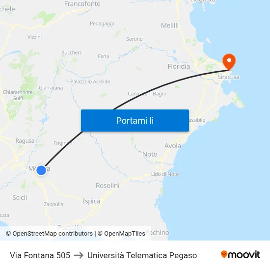 Via Fontana 505 to Università Telematica Pegaso map