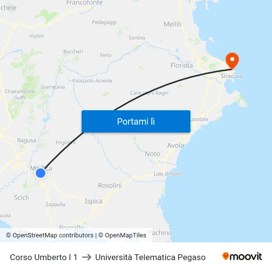 Corso Umberto I 1 to Università Telematica Pegaso map
