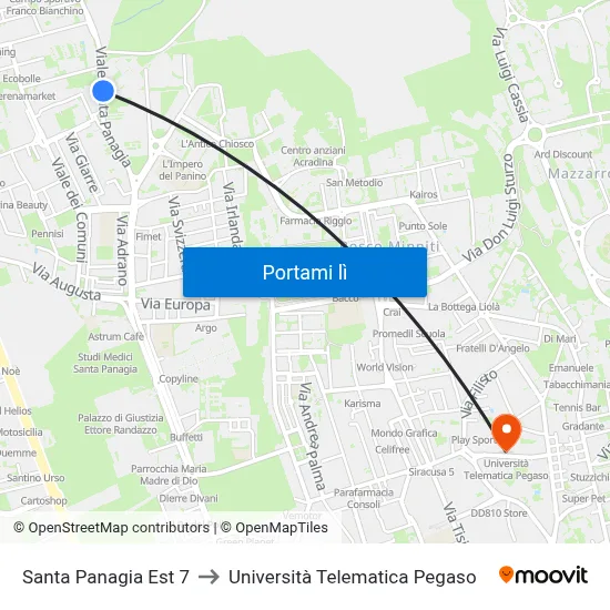 Santa Panagia Est 7 to Università Telematica Pegaso map