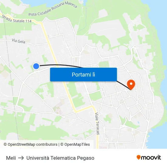 Meli to Università Telematica Pegaso map