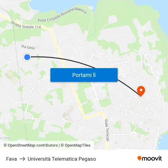 Fava to Università Telematica Pegaso map
