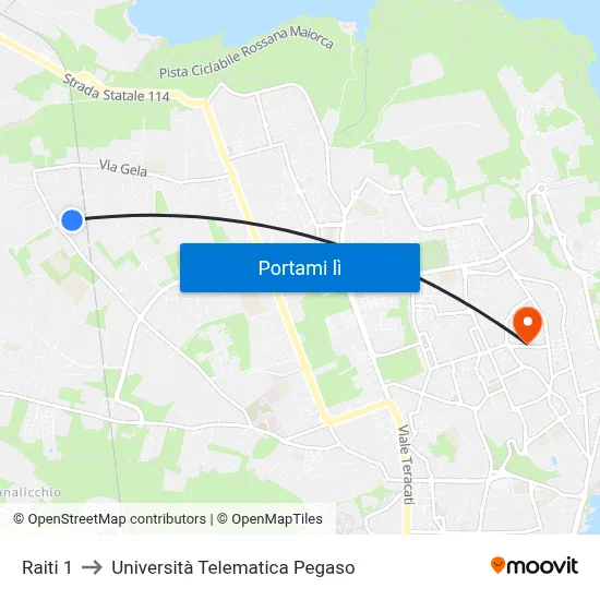 Raiti 1 to Università Telematica Pegaso map