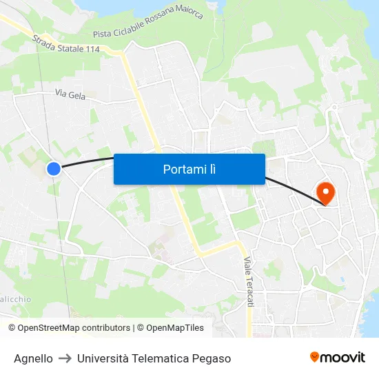 Agnello to Università Telematica Pegaso map