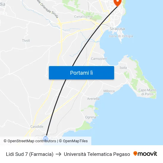 Lidi Sud 7 (Farmacia) to Università Telematica Pegaso map