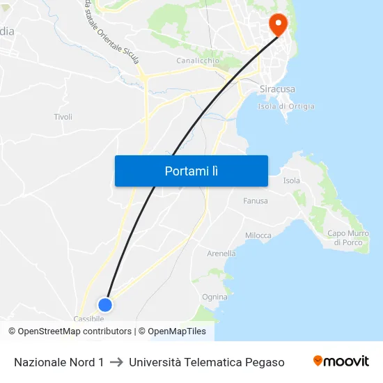 Nazionale Nord 1 to Università Telematica Pegaso map