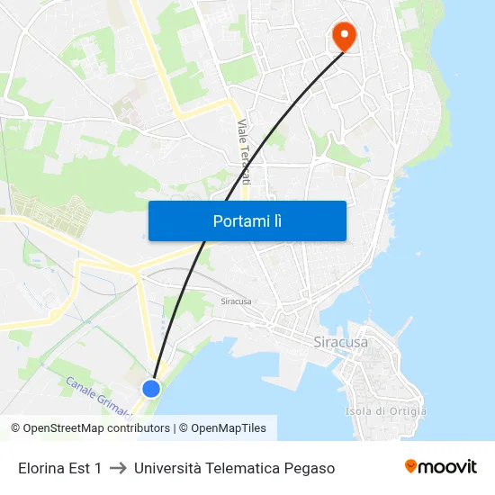 Elorina Est 1 to Università Telematica Pegaso map