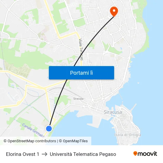 Elorina Ovest 1 to Università Telematica Pegaso map