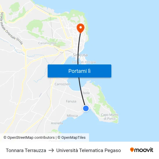 Tonnara Terrauzza to Università Telematica Pegaso map
