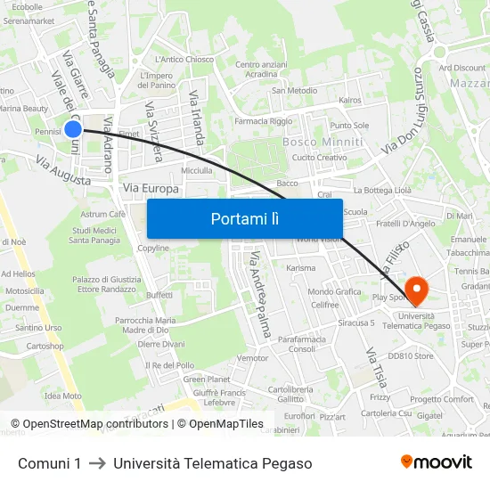 Comuni 1 to Università Telematica Pegaso map