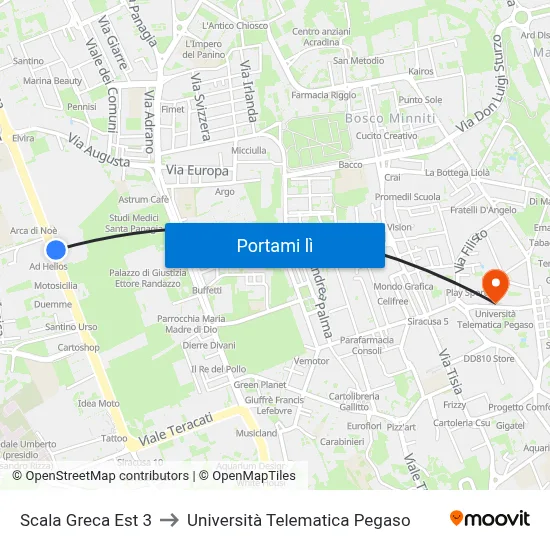 Scala Greca Est 3 to Università Telematica Pegaso map