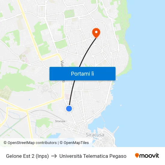 Gelone Est 2 (Inps) to Università Telematica Pegaso map