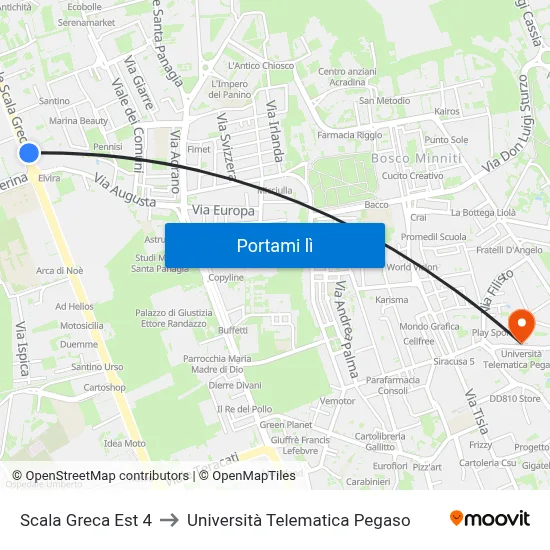 Scala Greca Est 4 to Università Telematica Pegaso map