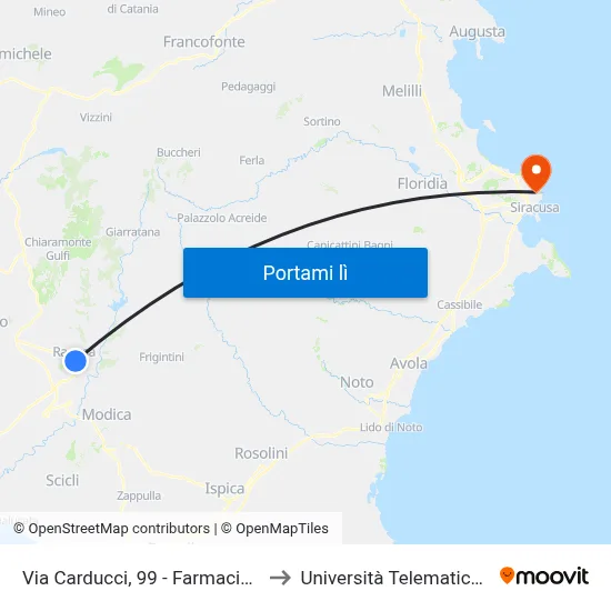 Via Carducci, 99 - Farmacia Guccione to Università Telematica Pegaso map