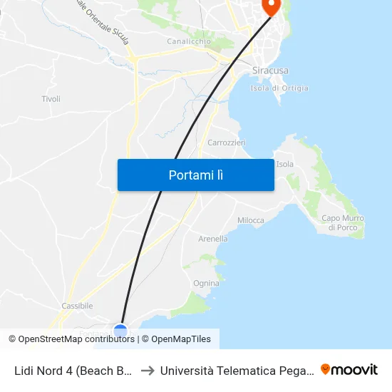 Lidi Nord 4 (Beach Bar) to Università Telematica Pegaso map