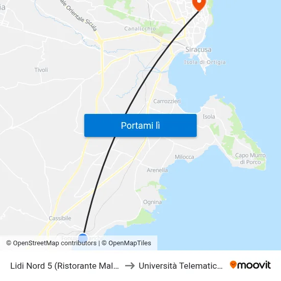 Lidi Nord 5 (Ristorante Malafemmina) to Università Telematica Pegaso map